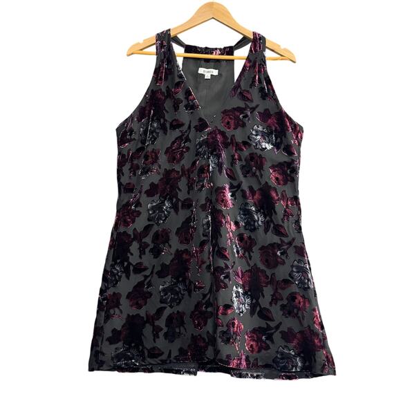 BB DAKOTA Velvet Burnout Floral Sleeveless Mini Dress Size L Whimsygoth Softglam - Picture 1 of 9